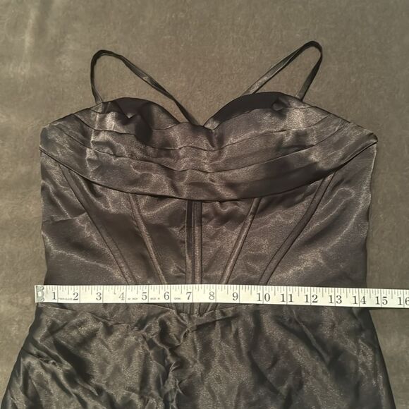 Women’s Black Full Length Prom Party Dress Criss Cross Straps & Leg Slit Size 8 - Picture 12 of 15